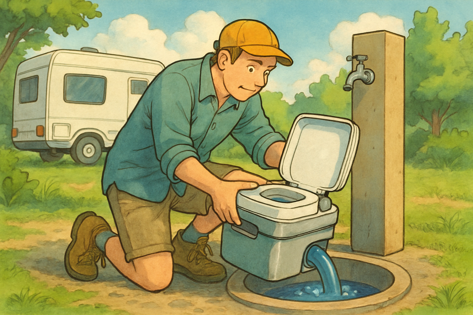 Sanitärstation auf einem Campingplatz zur Entsorgung von Campingtoiletten