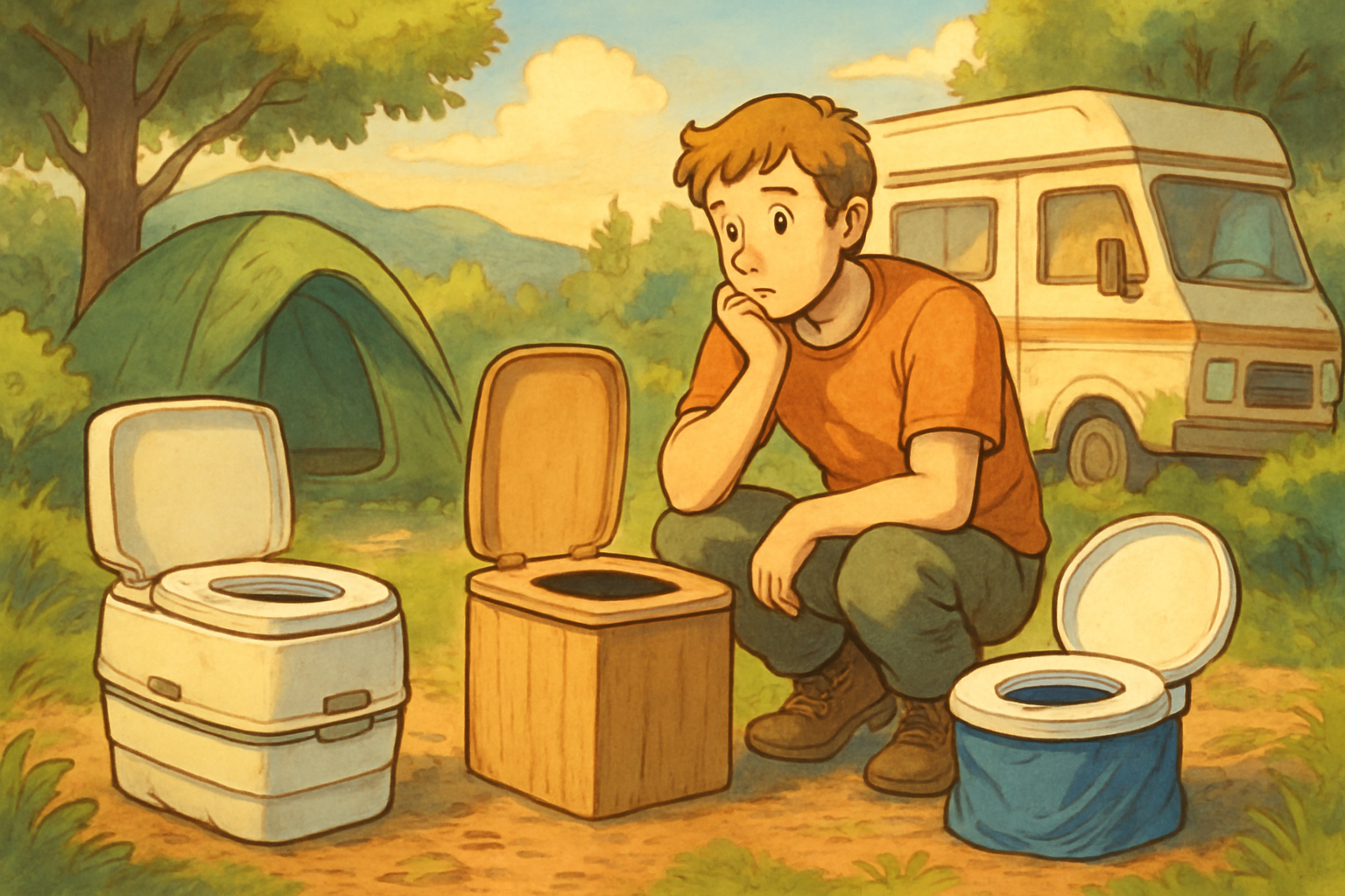 Verschiedene Arten von Campingtoiletten im Vergleich – Chemietoilette, Trockentoilette und Komposttoilette