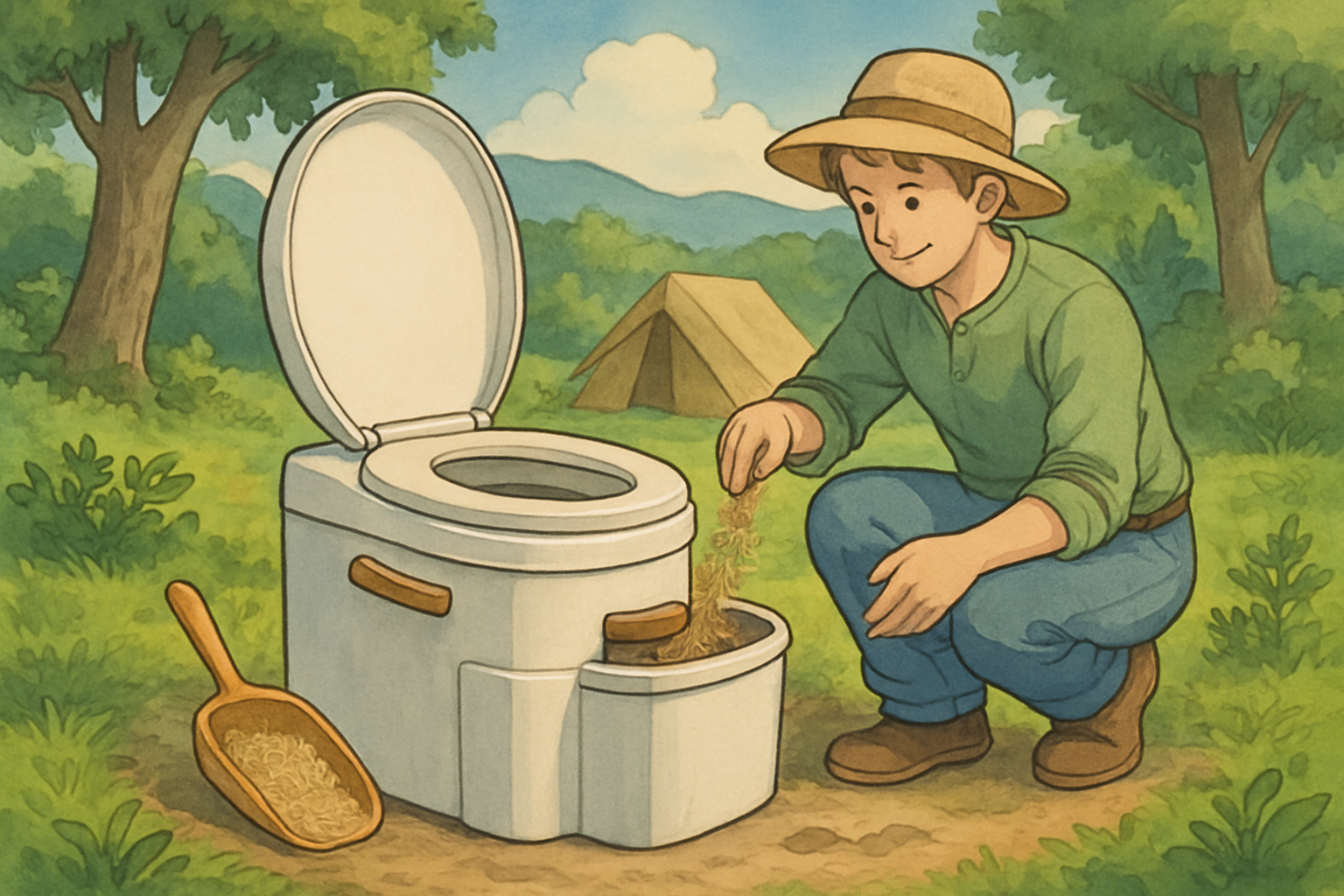 Moderne Komposttoilette mit Lüftungssystem für nachhaltiges Camping